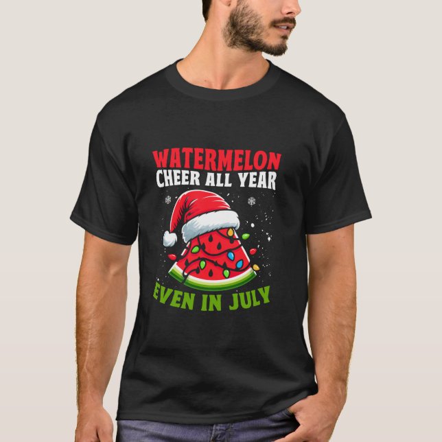 Camiseta Natal em julho Melancia Palha de Natal (Frente)