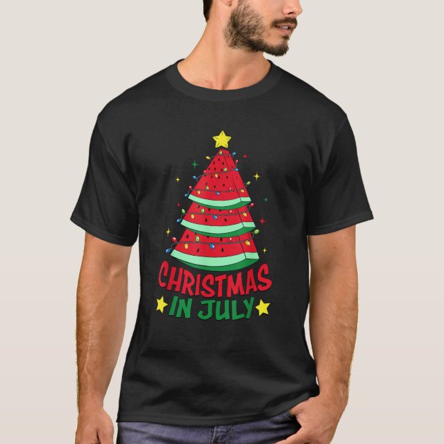 Camiseta Natal Em Julho Melancia Xmas Tree Summer Men (Frente)