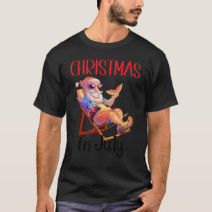 Camiseta Natal Em Julho Papai Noel Na Cadeira Da Praia Com