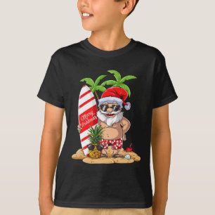 Camiseta Natal Em Julho Papai Noel Presentes De Surf Havaia