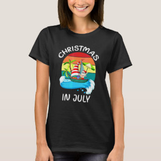 Camiseta Natal Em Julho Papai Noel Surfando Férias De Verão