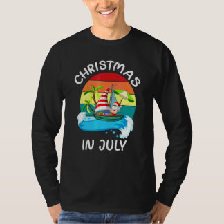 Camiseta Natal Em Julho Papai Noel Surfando Férias De Verão