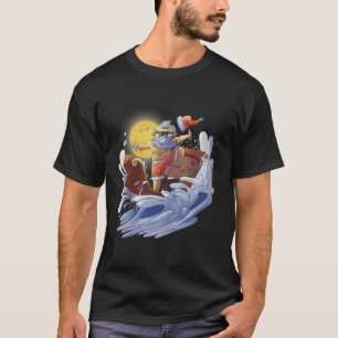Camiseta Natal Em Julho Papai Noel Surfando Sur Havaiano