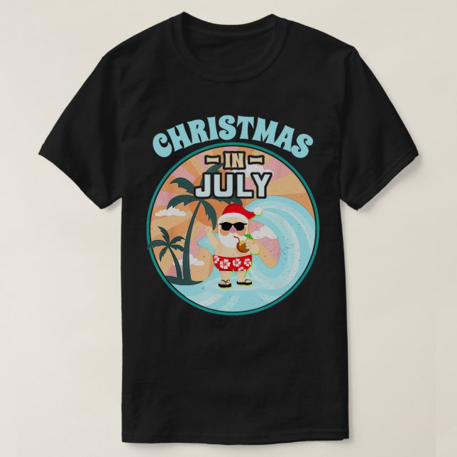 Camiseta Natal em julho Papais noeis de férias de verão na  (Frente do Design)