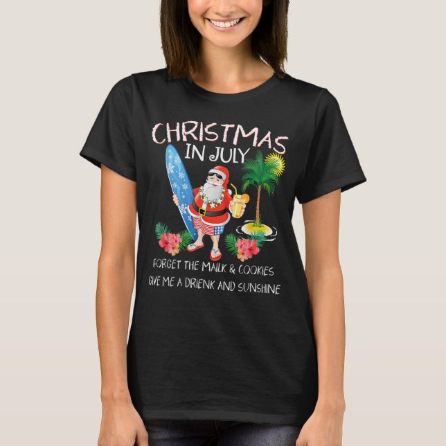 Camiseta Natal Em Julho Papais noeis De Festas De Piscina (Frente)