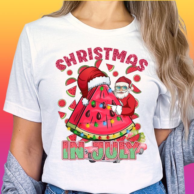 Camiseta Natal em julho Papais noeis de melancia-Verão trop (Criador carregado)