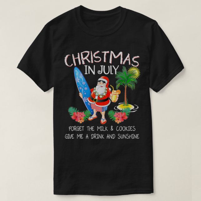 Camiseta Natal Em Julho Papais noeis Engraçados Festa De Pi (Frente do Design)