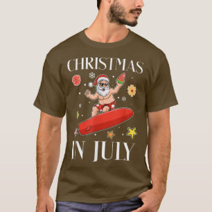 Camiseta Natal Em Julho Papais noeis Engraçados Surfe De Ve