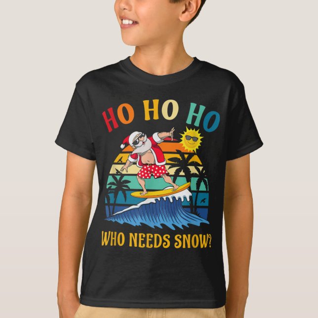 Camiseta Natal Em Julho Papais noeis Engraçados Surfing Sum (Frente)