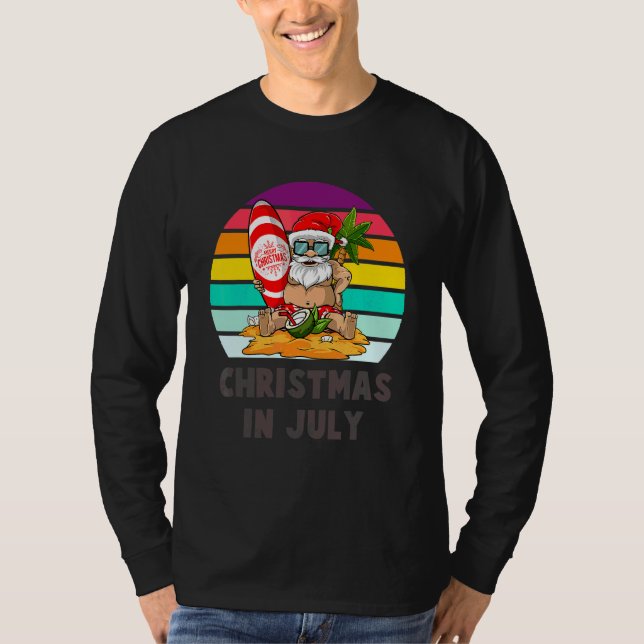Camiseta Natal Em Julho Papais noeis Férias De Praia 2 (Frente)