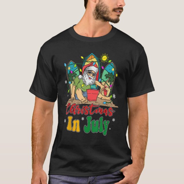 Camiseta Natal Em Julho Papais noeis Férias De Verão Praia (Frente)