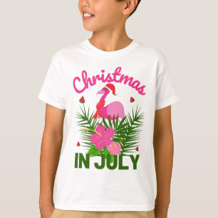 Camiseta Natal em julho papais noeis flamingo bonitinhos