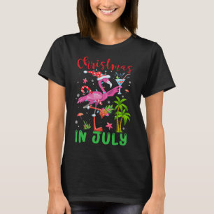Camiseta Natal Em Julho Papais noeis Flamingo Mulheres De V