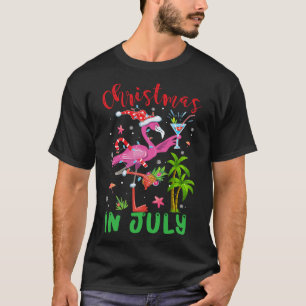Camiseta Natal Em Julho Papais noeis Flamingo Mulheres De V