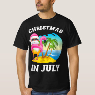 Camiseta Natal Em Julho Papais noeis Flamingo Piscina Verã