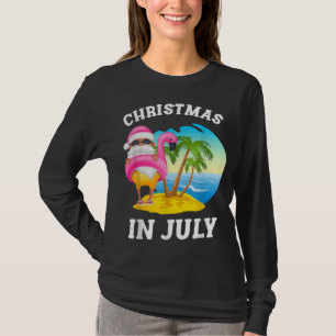 Camiseta Natal Em Julho Papais noeis Flamingo Piscina Verã