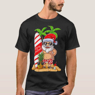 Camiseta Natal Em Julho Papais noeis Havaí Surfing Summer C