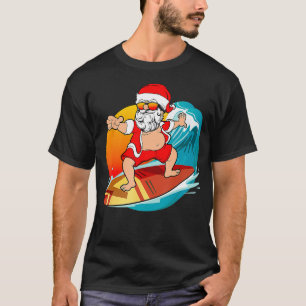 Camiseta Natal em julho Papais noeis havaianos surfando Mel