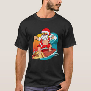 Camiseta Natal em julho Papais noeis havaianos surfando Mel
