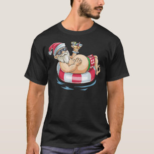 Camiseta Natal Em Julho Papais noeis Hawaias Floatie Verão 