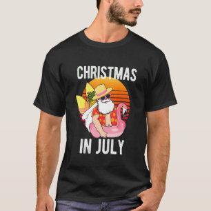 Camiseta Natal Em Julho Papais noeis Hawaii Sunglass Flamin