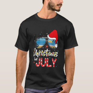 Camiseta Natal Em Julho Papais noeis Hawaii Sunglass Flamin