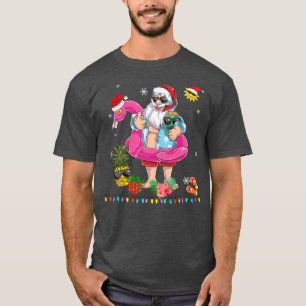 Camiseta Natal em julho Papais noeis hawaii Sunglass Flamin