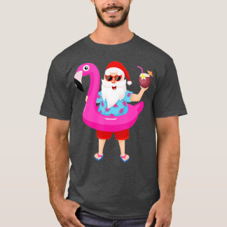 Camiseta Natal em julho Papais noeis hawaii Sunglass Flamin