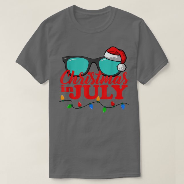 Camiseta Natal em julho Papais noeis hawaii Sunglass Flamin (Frente do Design)