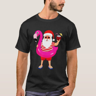 Camiseta Natal Em Julho Papais noeis Hawaii Sunglass Flamin
