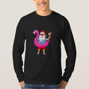 Camiseta Natal Em Julho Papais noeis Hawaii Sunglass Flamin
