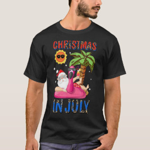 Camiseta Natal Em Julho Papais noeis Infláveis Flamingo Xma