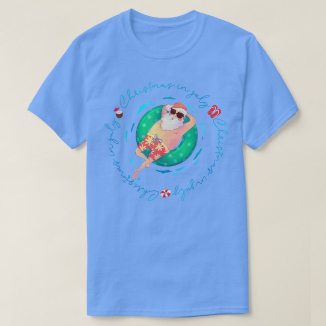 Camiseta Natal Em Julho, Papais noeis Magras Férias Summer  (Frente do Design)