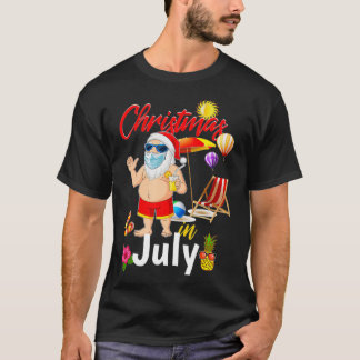 Camiseta Natal em julho Papais noeis Mask Hawaiian Summer B