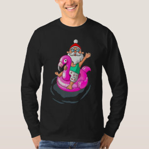 Camiseta Natal Em Julho Papais noeis No Havaí Flamingo Summ