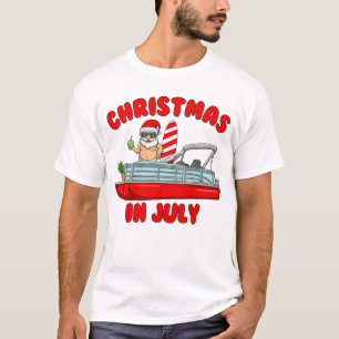 Camiseta Natal Em Julho Papais noeis Pontoon Boat Christmas