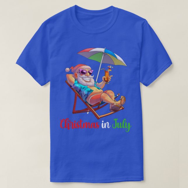Camiseta Natal Em Julho Papais noeis Praia Cadeira Umbrella (Frente do Design)