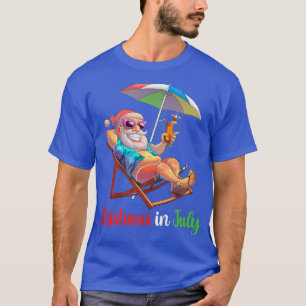 Camiseta Natal Em Julho Papais noeis Praia Cadeira Umbrella