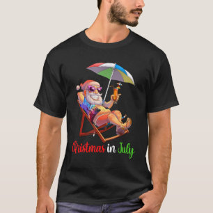 Camiseta Natal Em Julho Papais noeis Praia Cadeira Umbrella
