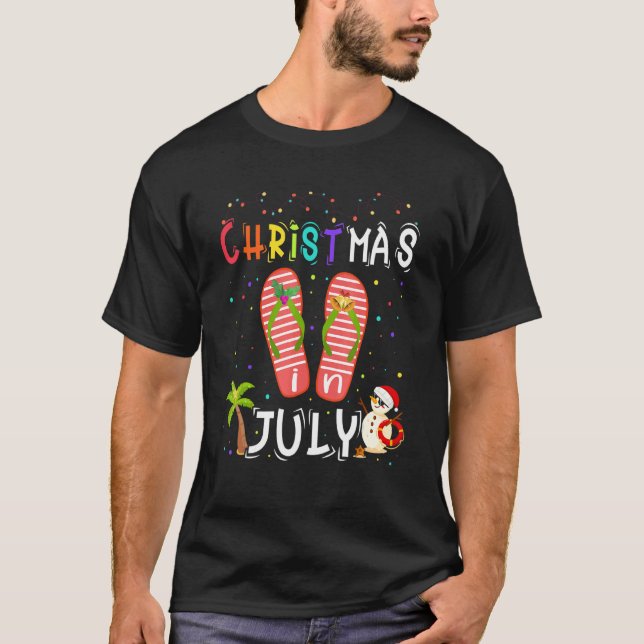Camiseta Natal Em Julho Papais noeis Sandals Celebração De  (Frente)