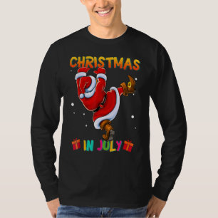 Camiseta Natal Em Julho Papais noeis Surfing Beach Vaca