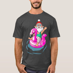 Camiseta Natal em julho Papais noeis Verão do flamingo Hav