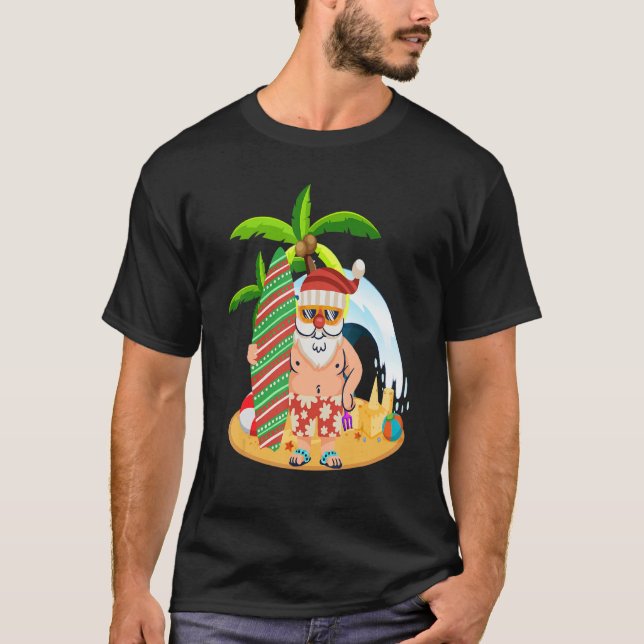 Camiseta Natal Em Julho Papais noeis Verão Férias De Praia  (Frente)