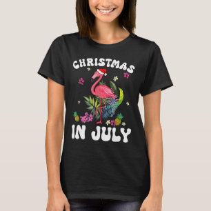 Camiseta Natal Em Julho Para Mulheres Flamingo Rosa Mulhere