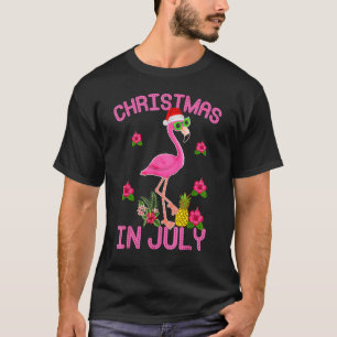 Camiseta Natal em julho para Mulheres Rosa Flamingo