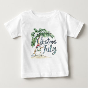 Camiseta Natal em Julho Praia Boneco de Neve & Palmeira