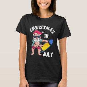 Camiseta Natal Em Julho Prancha De Surf De Papai Noel Féria