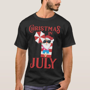 Camiseta Natal Em Julho Presente do Papai Noel Fofo na Prai