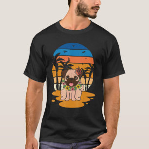 Camiseta Natal Em Julho Pug Vintage Havaiano Summer Vaca
