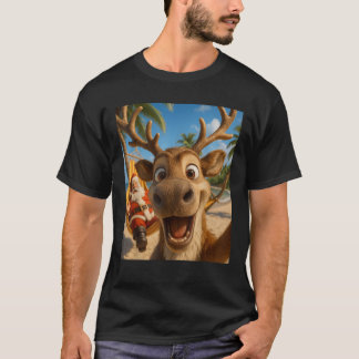 Camiseta Natal em julho Reindeer Selfie Papais noeis Menino